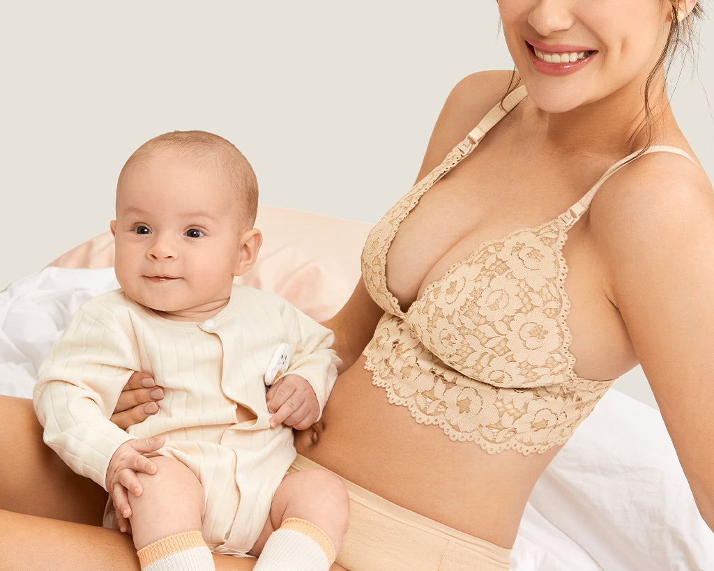 Women's Lace Nursing Bralette Beige