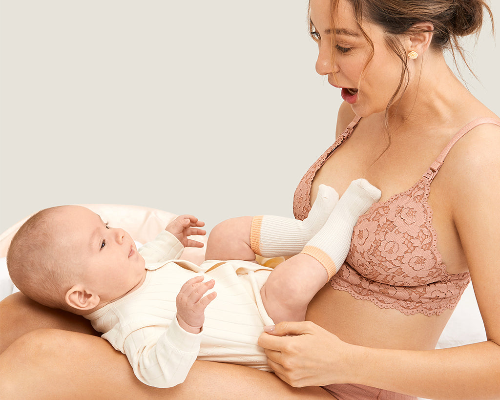 Women's Lace Nursing Bralette Cream Coffee
