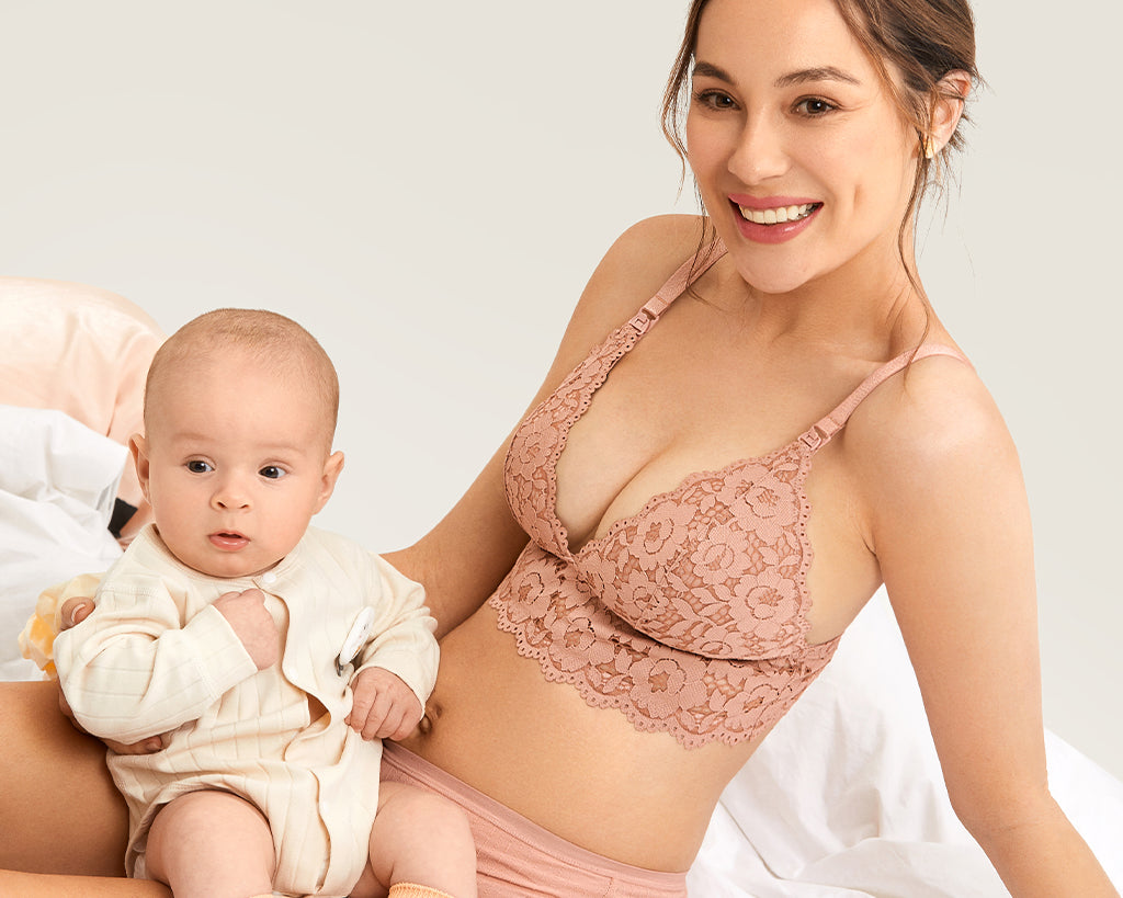 Women's Lace Nursing Bralette Cream Coffee