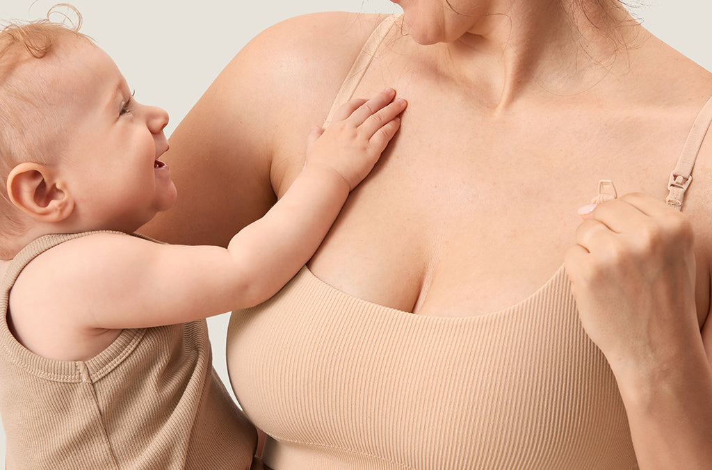 Women's Ribbed Scoop Nursing Bralette Beige 2