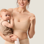 Women's Ribbed Scoop Nursing Bralette Beige 2