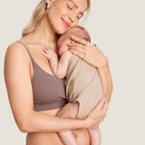 Women's Ribbed Scoop Nursing Bralette Warm Beige