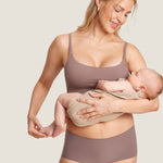 Women's Ribbed Scoop Nursing Bralette Warm Beige