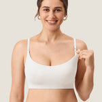 Women's Ribbed Scoop Nursing Bralette Beige 2