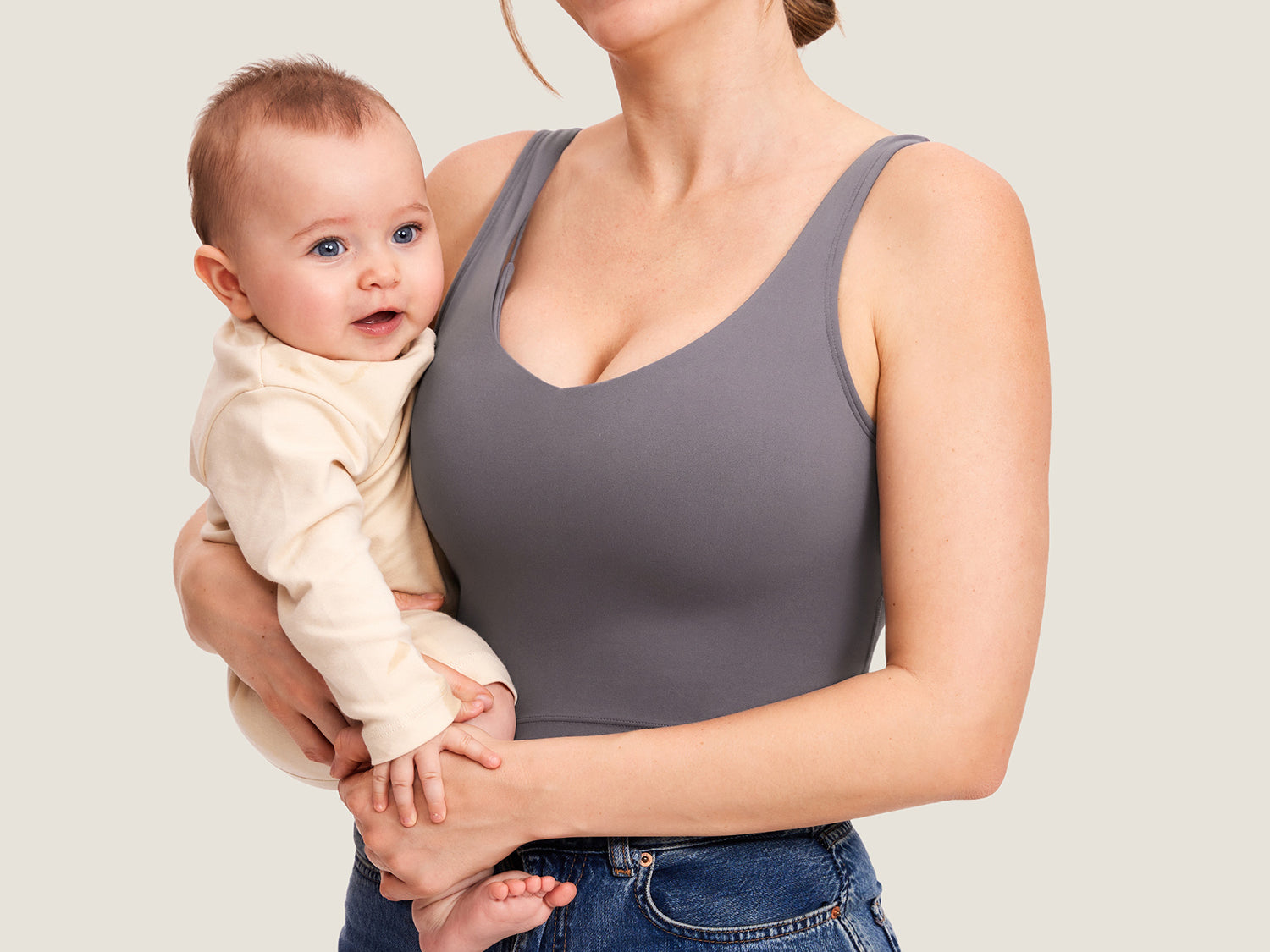 Women's V Neck Nursing Crop Tank Top Pure Blue