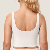 Women's V Neck Nursing Crop Tank Top Iceland White