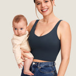 Women's V Neck Nursing Crop Tank Top Twilight Blue