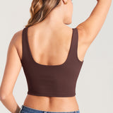 Women's V Neck Nursing Crop Tank Top Grey Sage