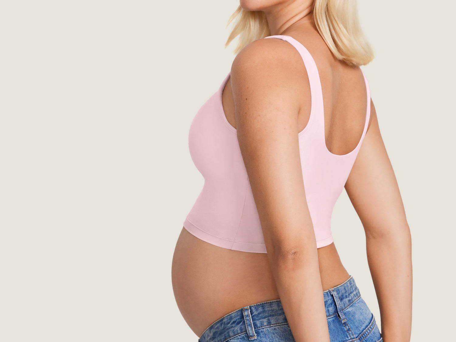 Women's V Neck Nursing Crop Tank Top Taupe