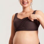 Women's V Neck Nursing Crop Tank Top Mojave Tan