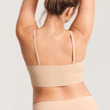 Women's Ribbed V Neck Nursing Bralette Beige @model_info:MOM5