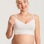 Women's Ribbed V Neck Nursing Bralette Iceland White @model_info:MOM1