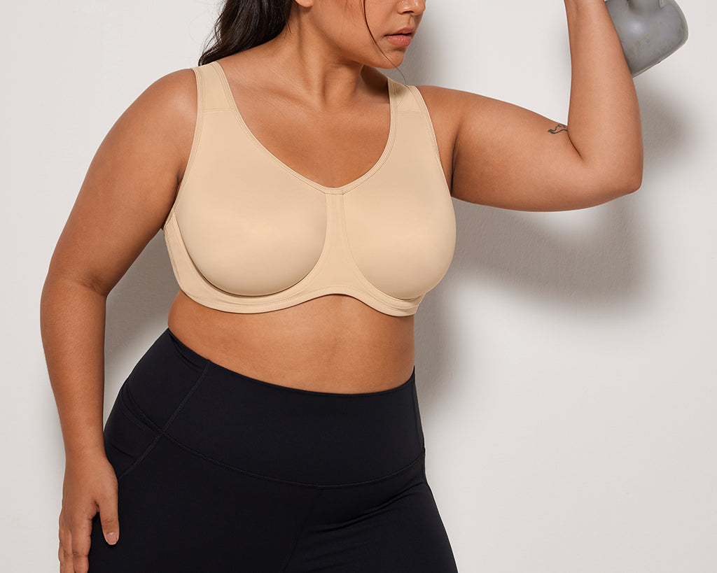 Women's High Impact Sports Bra Beige @model_info:A1