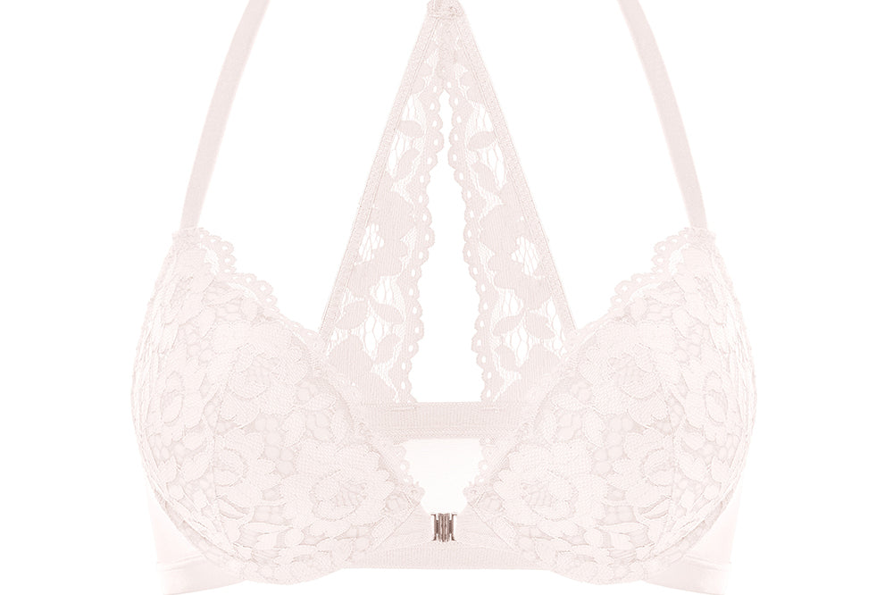 Women's Lacy Racerback Bra Rose White