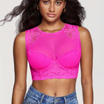 Women's Classic Lacy Mesh Bra Top Bright Fuchsia @model_info:ES1