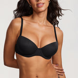 DOBREVA Women's Lightly Padded Balconette Bra Tshirt Underwire Demi Black