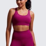 CRZ YOGA Women's Cross Back Sports Bra White Apricot