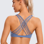 CRZ YOGA Women's Strappy Sports Bras Curtain Violet Ash
