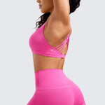 CRZ YOGA Women's Strappy Sports Bras Hibiscus Purple
