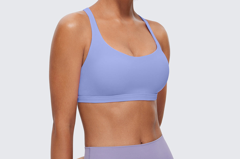 CRZ YOGA Women's Strappy Sports Bras Periwinkle Purple