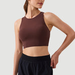 Women's Racerback Longline Sports Bra Taupe