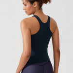 Women's Waist Length Racerback Tank Top Black