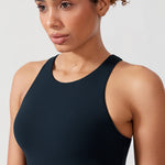 Women's Waist Length Racerback Tank Top Black