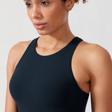Women's Waist Length Racerback Tank Top Black