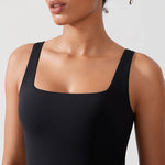 CRZ YOGA Women's Square Neck Longline Sports Bra Legend Green