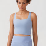 CRZ YOGA Women's Square Neck Longline Sports Bra Ripe Plum