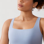CRZ YOGA Women's Square Neck Longline Sports Bra Ripe Plum