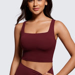 CRZ YOGA Women's Square Neck Longline Sports Bra Vita Pink