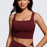 CRZ YOGA Women's Square Neck Longline Sports Bra Vita Pink