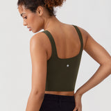 CRZ YOGA Women's Square Neck Longline Sports Bra Lilac Air