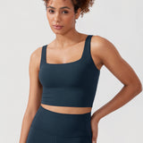 CRZ YOGA Women's Square Neck Longline Sports Bra Washed Mauve