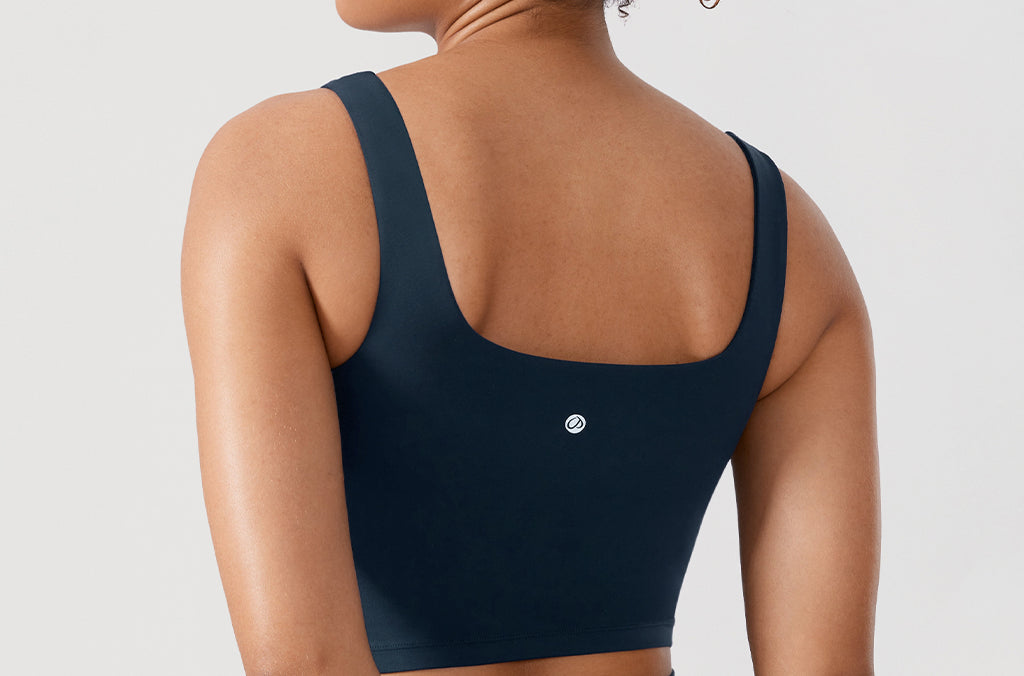 CRZ YOGA Women's Square Neck Longline Sports Bra Washed Mauve