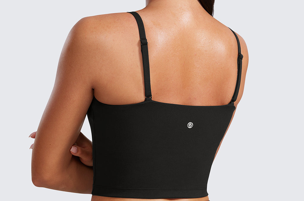 CRZ YOGA Women's Adjustable Longline Sports Bra Taupe
