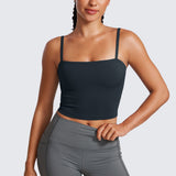 CRZ YOGA Women's Adjustable Longline Sports Bra Taupe