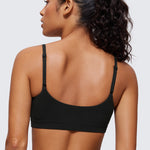 CRZ YOGA Women's Adjustable Spaghetti Straps Sports Bra Melanite