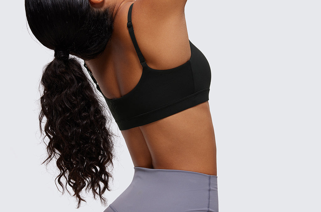 CRZ YOGA Women's Adjustable Spaghetti Straps Sports Bra Melanite