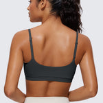 CRZ YOGA Women's Adjustable Spaghetti Straps Sports Bra Melanite