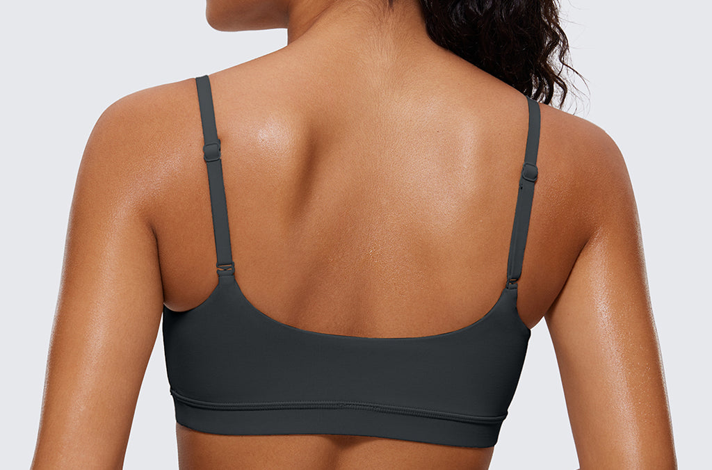 CRZ YOGA Women's Adjustable Spaghetti Straps Sports Bra Melanite