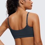 CRZ YOGA Women's Adjustable Spaghetti Straps Sports Bra Black