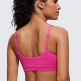 CRZ YOGA Women's Adjustable Spaghetti Straps Sports Bra Black