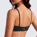 CRZ YOGA Women Butterluxe Square Neck Cami Padded Mini Bra Black