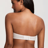 Women's Eyelash Lace Strapless Bra Coconut White