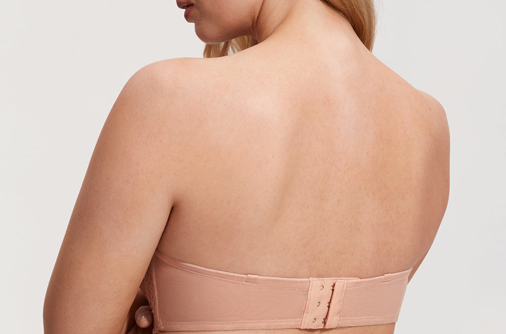 Women's Eyelash Lace Strapless Bra Blush Beige