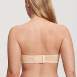 Women's Eyelash Lace Strapless Bra Light Oatmeal