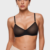 Women's Sheer Mesh Demi Bra Black
