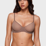 Women's Sheer Mesh Demi Bra Brown Purple